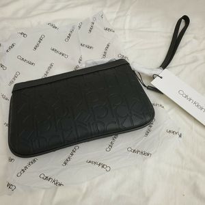 Calvin Klein CK Logo Embossed Wristlet Black